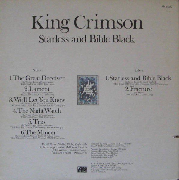 King Crimson : Starless And Bible Black (LP, Album, RP, Pre)