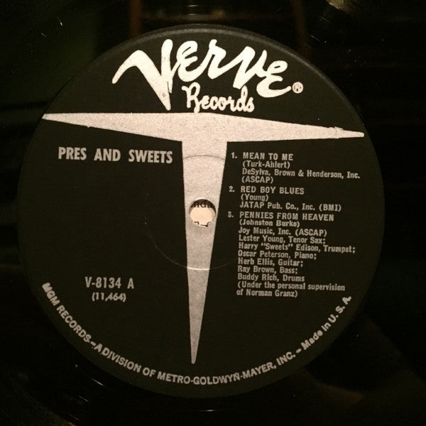 Lester Young & Harry Edison : Pres & Sweets (LP, Album, Mono, RE)