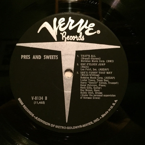 Lester Young & Harry Edison : Pres & Sweets (LP, Album, Mono, RE)