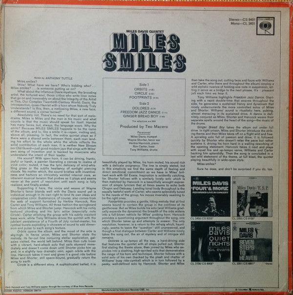 The Miles Davis Quintet : Miles Smiles  (LP, Album, Mono)