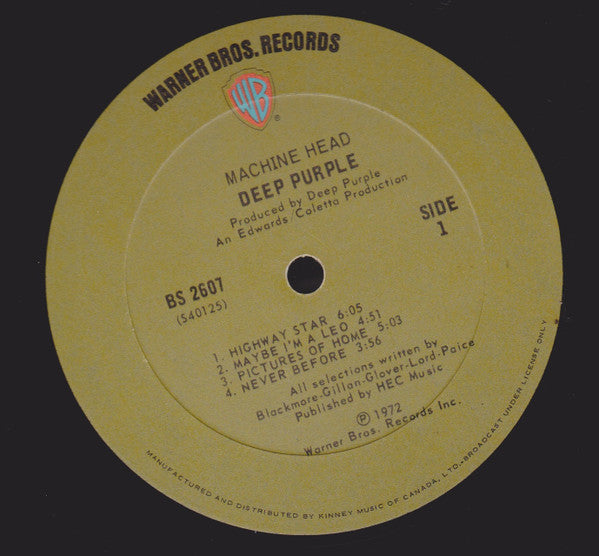 Deep Purple : Machine Head (LP, Album, Gat)
