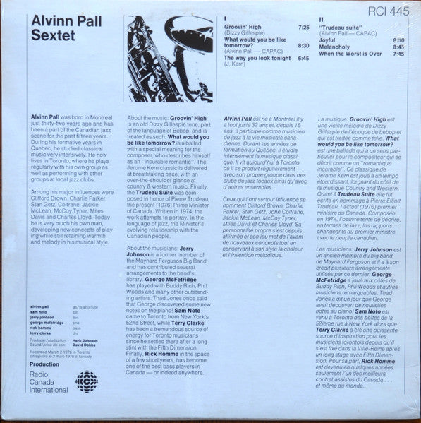 Alvinn Pall Sextet : Alvinn Pall Sextet (LP, Album)