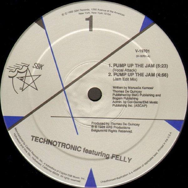 Technotronic Featuring Felly : Pump Up The Jam (12", Single)