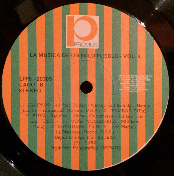 Un Solo Pueblo : La Musica De Un Solo Pueblo Vol.4 (LP, Album, Gat)