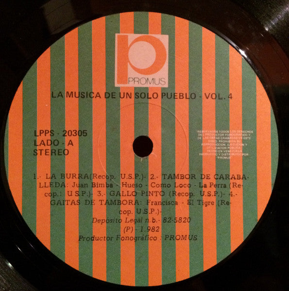 Un Solo Pueblo : La Musica De Un Solo Pueblo Vol.4 (LP, Album, Gat)