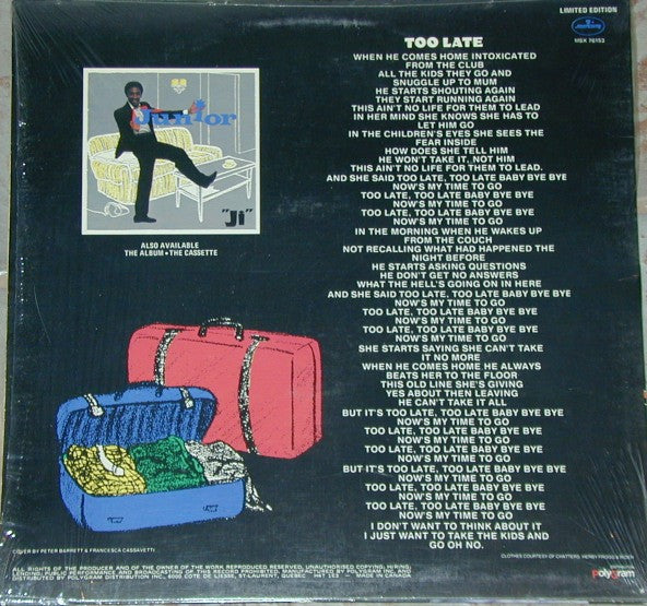 Junior (2) : Too Late (12", Maxi, Ltd)