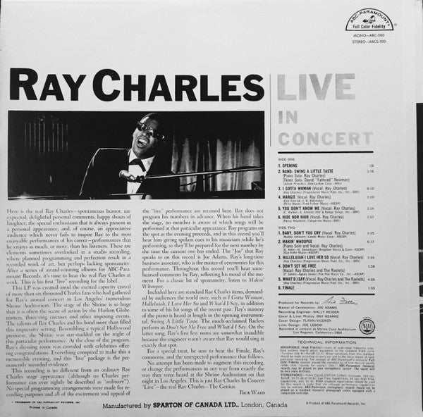 Ray Charles : Ray Charles Live In Concert (LP)