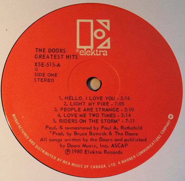 The Doors : Greatest Hits (LP, Comp, RM)