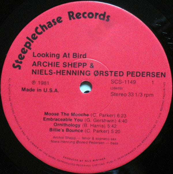 Archie Shepp & Niels-Henning Ørsted Pedersen : Looking At Bird (LP, Album)