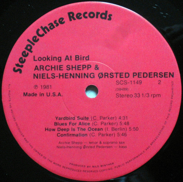 Archie Shepp & Niels-Henning Ørsted Pedersen : Looking At Bird (LP, Album)