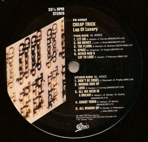 Cheap Trick : Lap Of Luxury (LP, Album)