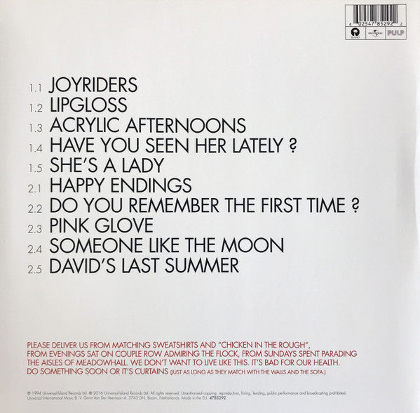 Pulp : His 'N' Hers (LP, Album, RE)