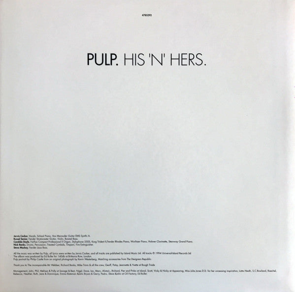 Pulp : His 'N' Hers (LP, Album, RE)