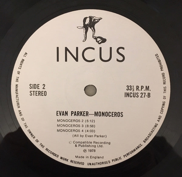 Evan Parker : Monoceros (LP, Album)
