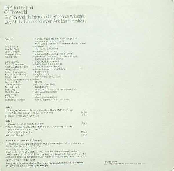 The Sun Ra Arkestra : It's After The End Of The World (Live At The Donaueschingen And Berlin Festivals) (LP, Album)