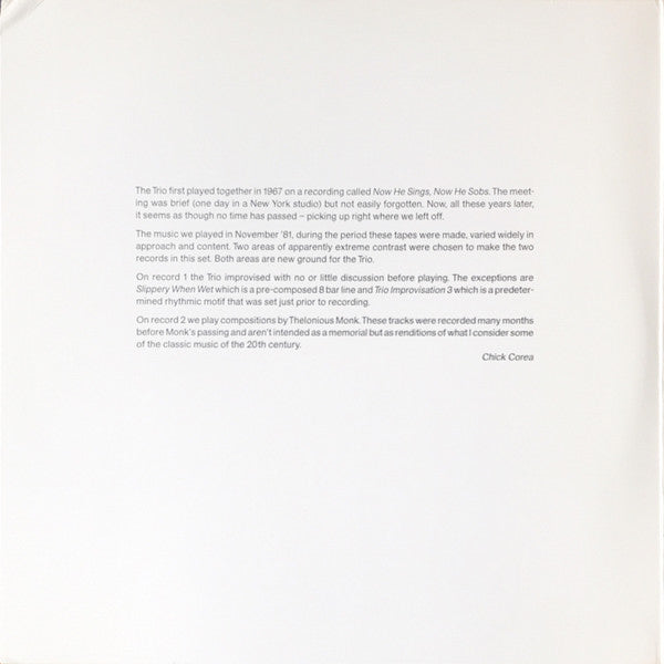 Chick Corea, Miroslav Vitous, Roy Haynes : Trio Music (2xLP, Album)