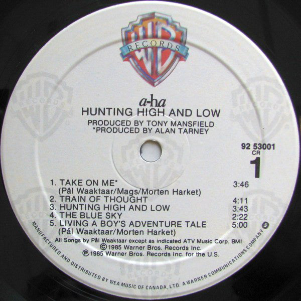 a-ha : Hunting High And Low (LP, Album, Cin)
