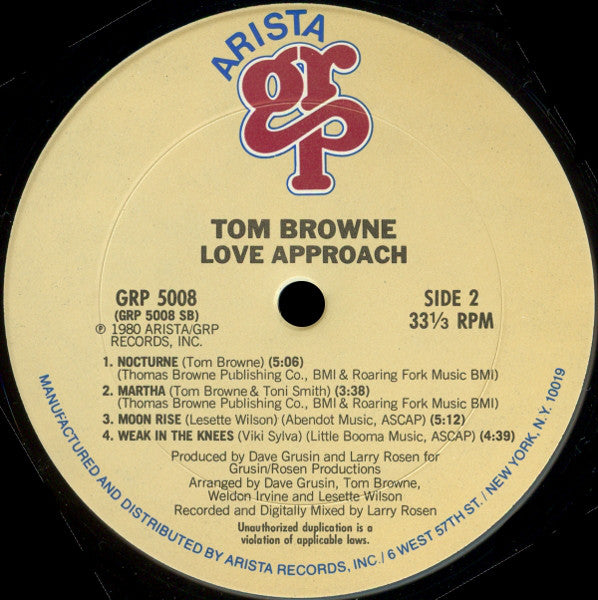 Tom Browne : Love Approach (LP, Album, Gat)