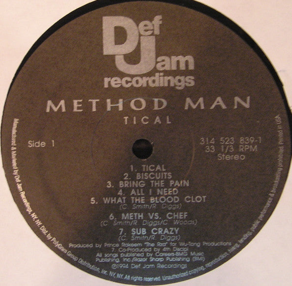 Method Man : Tical (LP, Album)