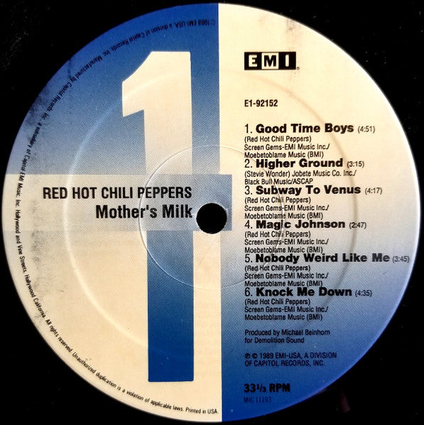 Red Hot Chili Peppers : Mother's Milk (LP, Album)