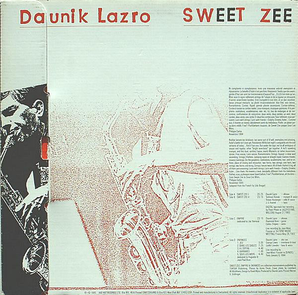 Daunik Lazro : Sweet Zee (2xLP + Box)