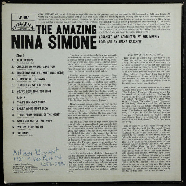 Nina Simone : The Amazing Nina Simone (LP, Album, Mono)