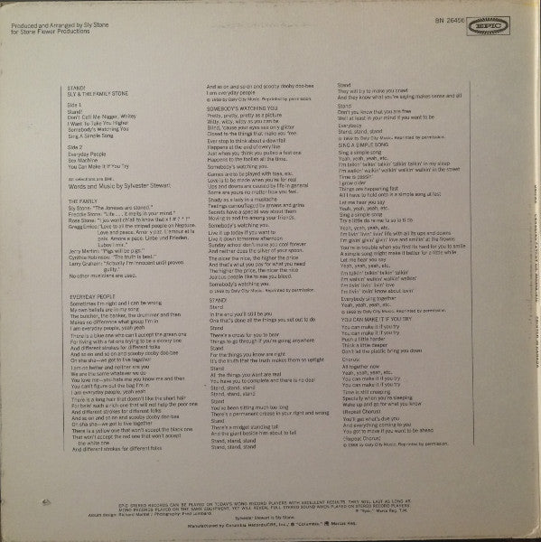 Sly & The Family Stone : Stand! (LP, Album, RE, Uni)