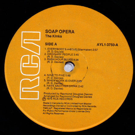The Kinks : Soap Opera (LP, Album, RE)