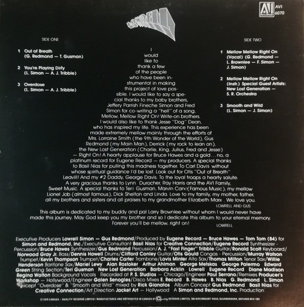 Lowrell Simon : Lowrell (LP, Album)
