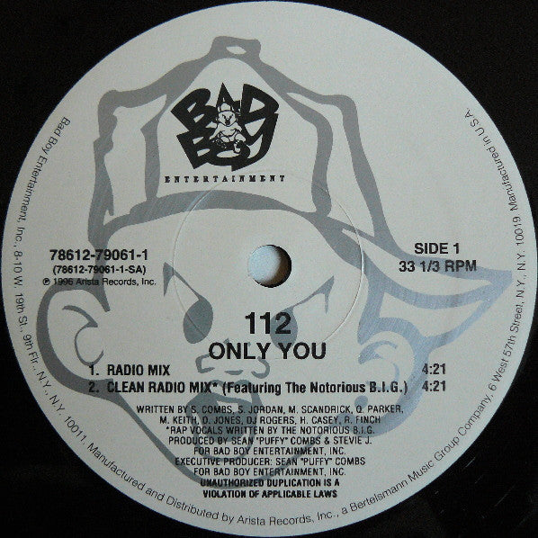 112 Featuring Notorious B.I.G. : Only You (12", Single)