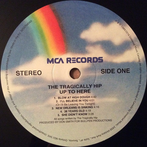 The Tragically Hip : Up To Here (LP, Album, RE)