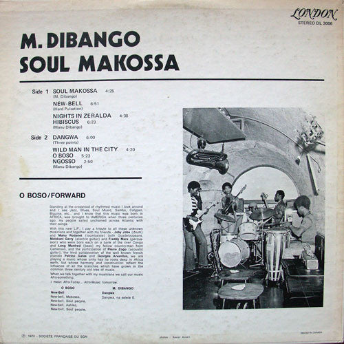 Manu Dibango : O Boso (Soul Makossa) (LP, RE)