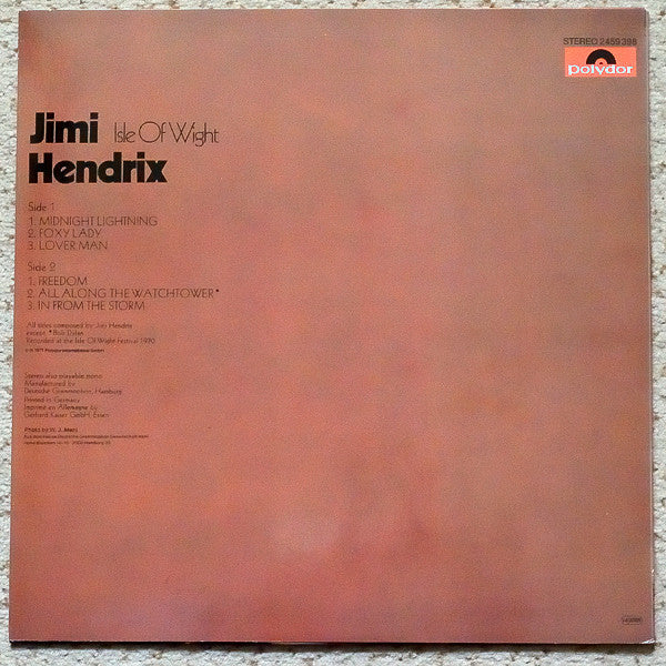 Jimi Hendrix : Isle Of Wight (LP, Album, RE)