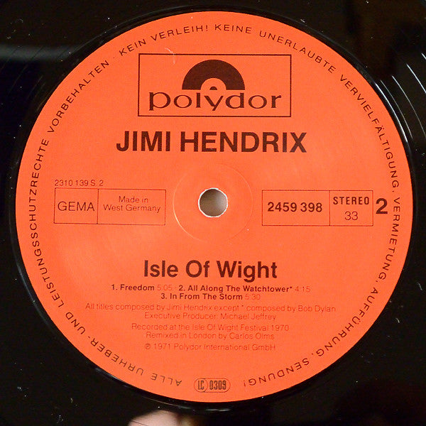 Jimi Hendrix : Isle Of Wight (LP, Album, RE)