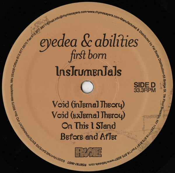 Eyedea & Abilities : First Born (Instrumentals) (2x12")