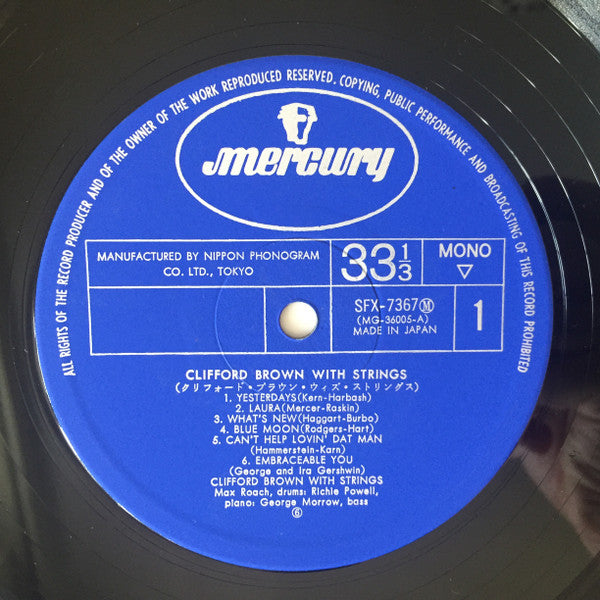 Clifford Brown : Clifford Brown With Strings (LP, Album, Mono)