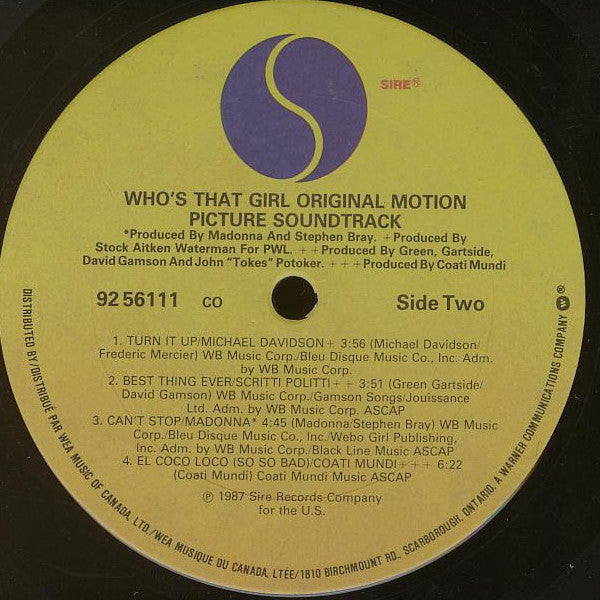 Madonna : Who's That Girl (Original Motion Picture Soundtrack) (LP, Album)