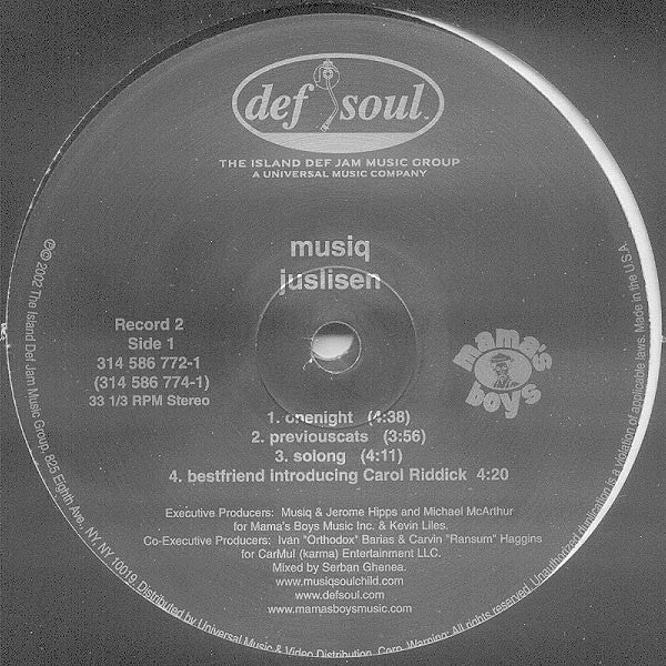 Musiq Soulchild : Juslisen (2xLP, Album)