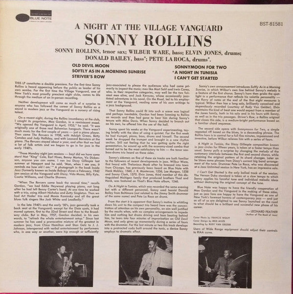 Sonny Rollins : A Night At The "Village Vanguard" (LP, Album, RE)