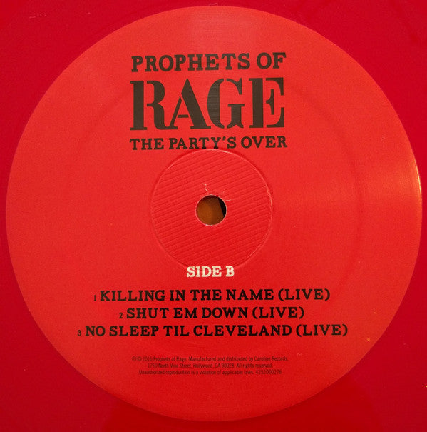 Prophets Of Rage (6) : The Party's Over (12", EP, Ltd, Num, Red)