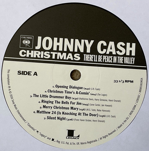 Johnny Cash : Christmas - There'll Be Peace In The Valley (LP, Comp)