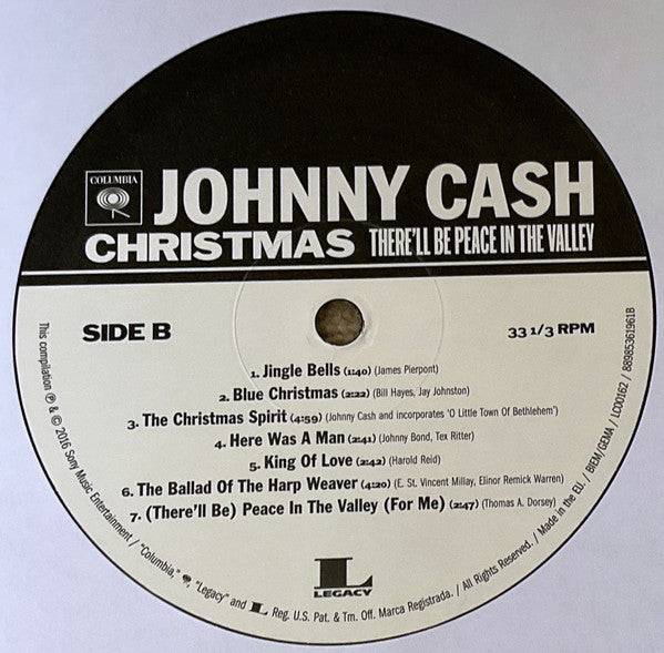 Johnny Cash : Christmas - There'll Be Peace In The Valley (LP, Comp)