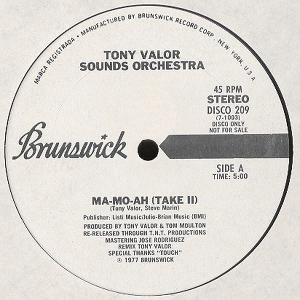 Tony Valor Sounds Orchestra / The Realistics (10) : Ma-Mo-Ah (Take II) / How Can I Forget (12", Promo)