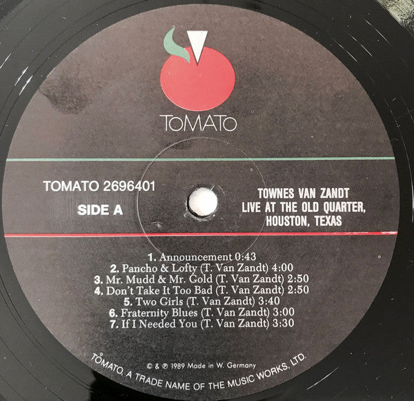 Townes Van Zandt : Live At The Old Quarter, Houston, Texas (2xLP, Album, RE)