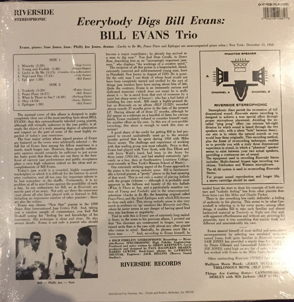 The Bill Evans Trio : Everybody Digs Bill Evans (LP, Album, RE, RP)
