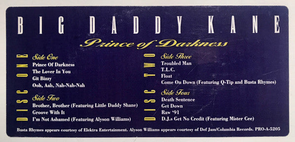 Big Daddy Kane : Prince Of Darkness (2xLP, Album, Promo)
