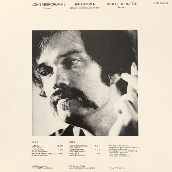 John Abercrombie, Jan Hammer, Jack DeJohnette : Timeless (LP, Album, RP)