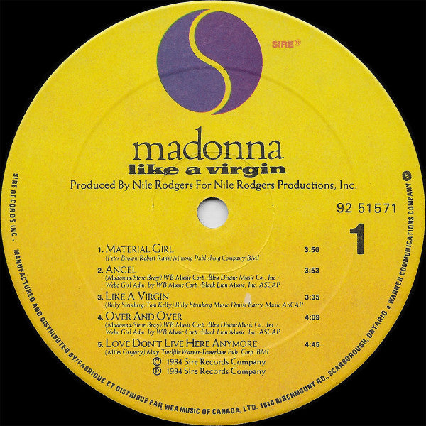 Madonna : Like A Virgin (LP, Album, Qua)