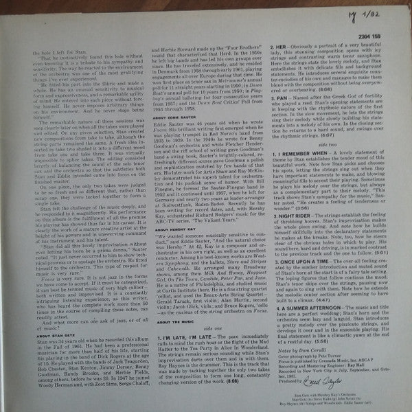 Stan Getz / Eddie Sauter : Focus (LP, Album, RE, Gat)