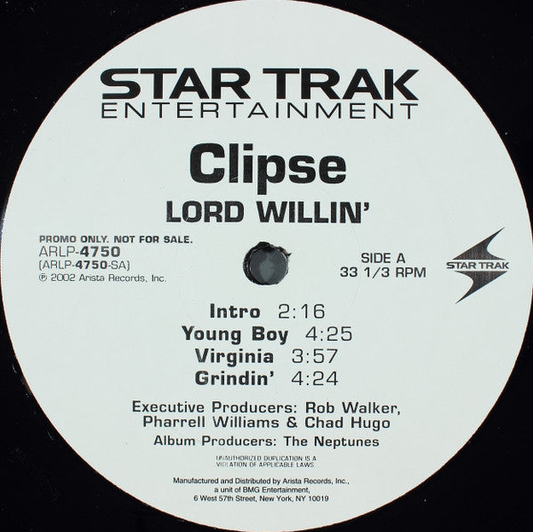 Clipse : Lord Willin' (2xLP, Album, Promo, Cle)